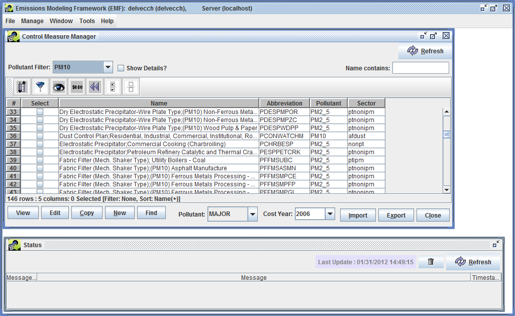 Figure 3-3: Control Measure Manager with Control Measures