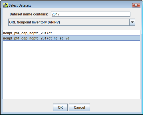 Figure 4-7: Selecting Inventory Datasets for a Control Strategy