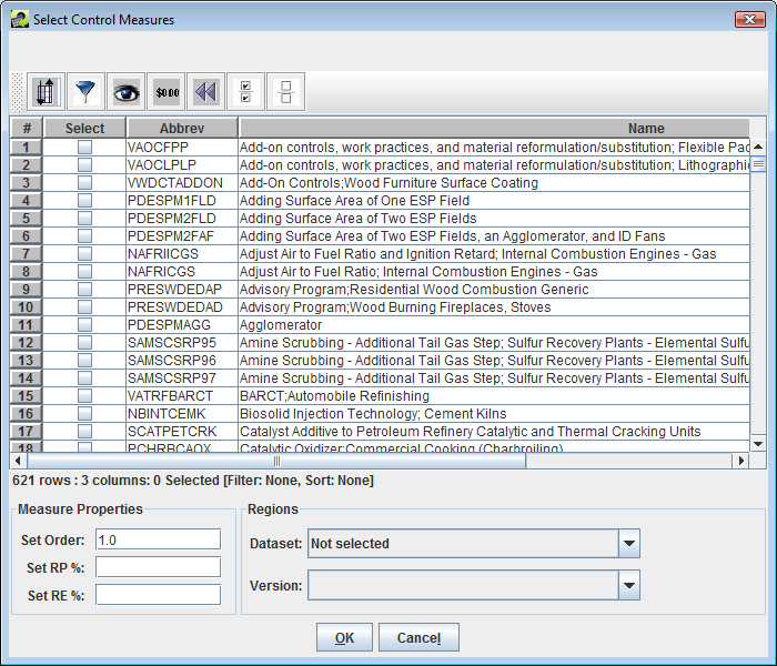 Figure 4-11: Dialog to Add Specific Control Measures to a Strategy