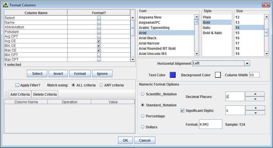 Figure 3-8: Format Columns Dialog