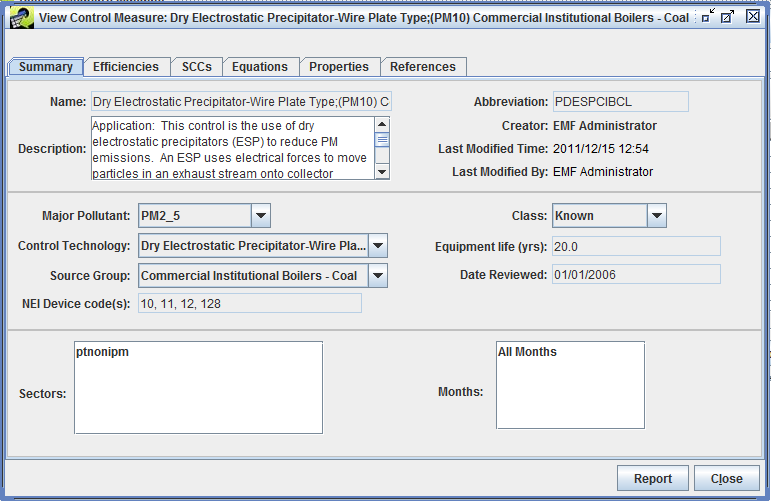 Figure 3-9: Summary Tab of View Control Measure Window