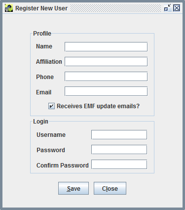Figure 28: Register New User Window