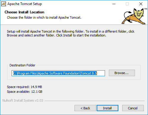 Figure 20: Tomcat Install Location