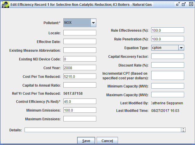 Figure 3.18: Summary Tab of Edit Control Measure Window