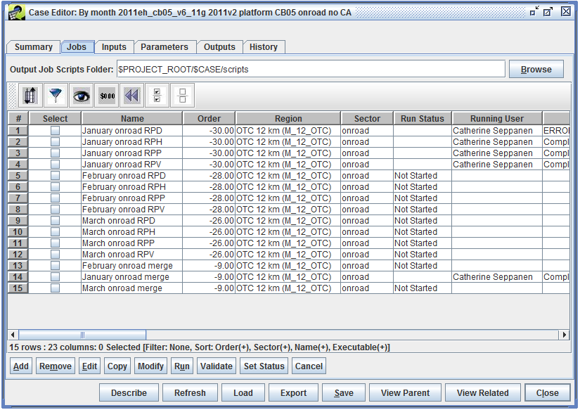 Figure 5.8: Case Editor - Jobs Tab