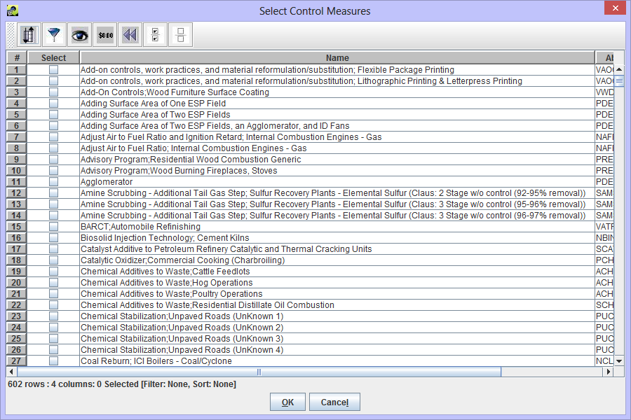 Figure 7.7: Select Control Measures for Control Program