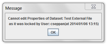 Figure 2.18: Dataset Locked Message