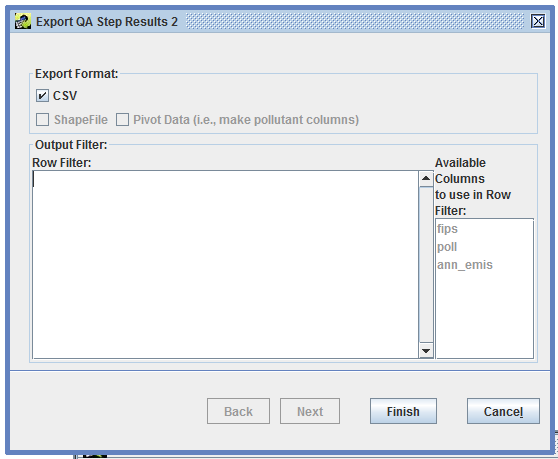 Figure 4.12: Export QA Step Results Customization Window