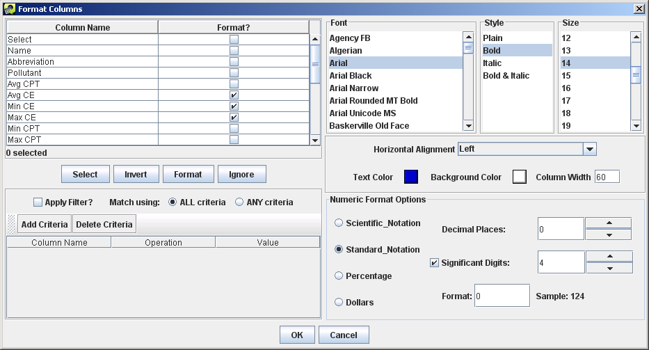 Figure 2.31: Format Columns Dialog