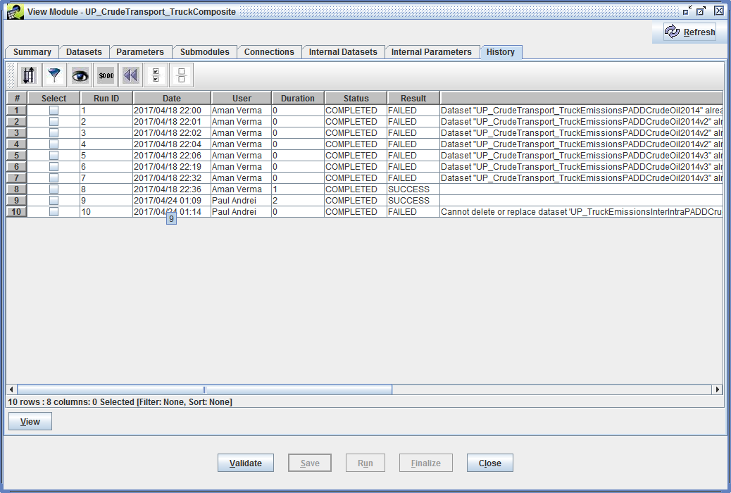 Figure 8.9: Module History