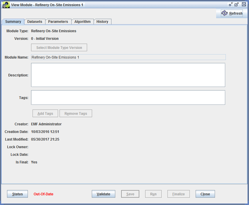 Figure 8.7: Viewing an Out-Of-Date Module