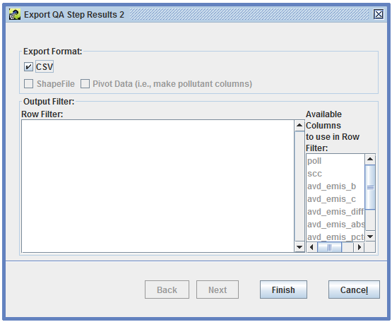 Figure 4.43: Export QA Step Results Options