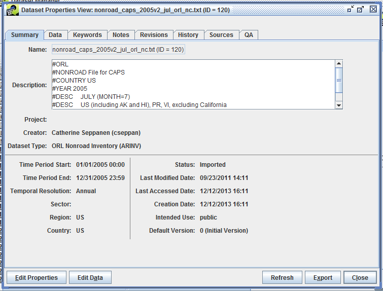 Figure 2.14: Viewing a dataset