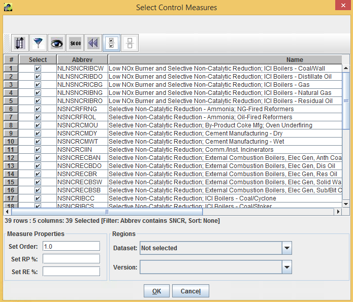 Figure 4.13: Dialog to Add Specific Control Measures to a Strategy