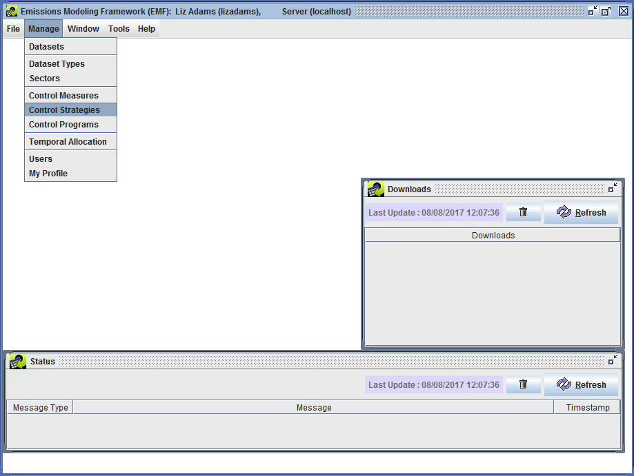 Figure 4.2: Manage Menu of EMF Main Window