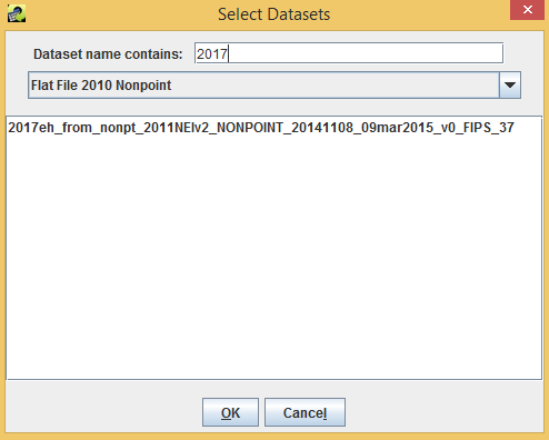 Figure 4.9: Selecting Inventory Datasets for a Control Strategy