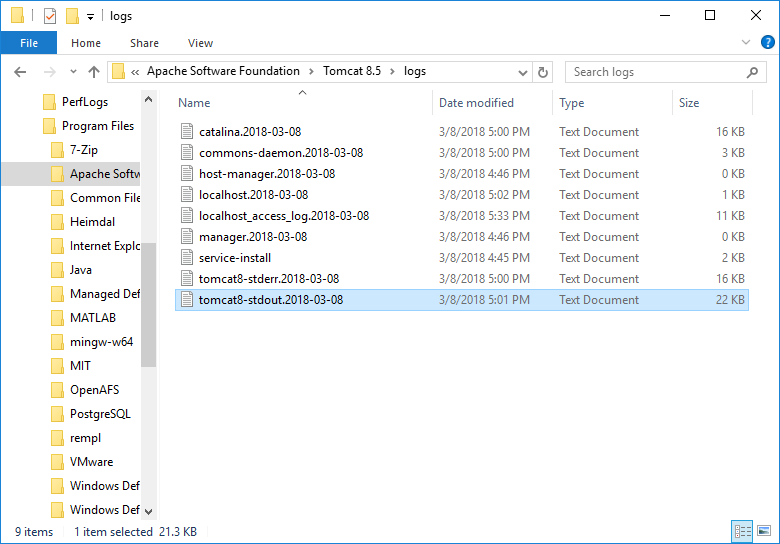 Figure 2.34: Tomcat Logs