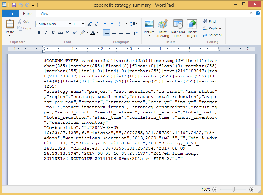 Figure 5.5: Summary Spreadsheet No Constraints