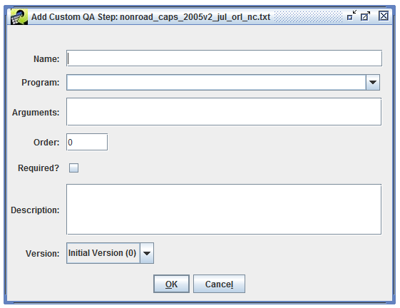 Figure 4.5: Add Custom QA Step Dialog