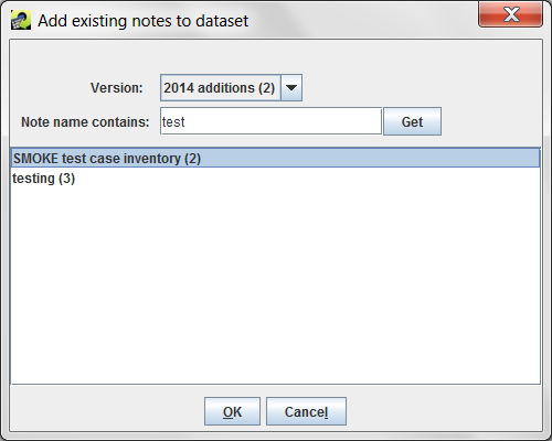 Figure 3.14: Add Existing Notes to Dataset