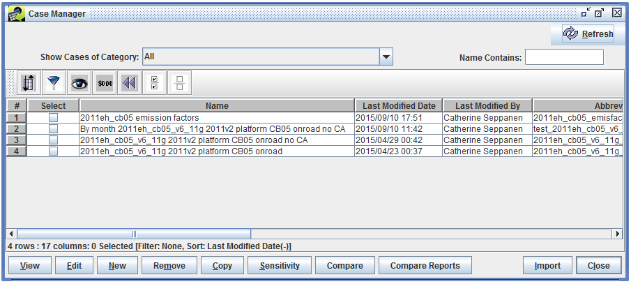 Figure 5.2: Case Manager showing all cases
