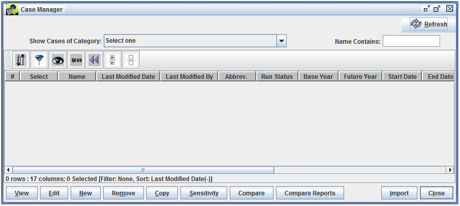 Figure 5.1: Case Manager (no category selected)