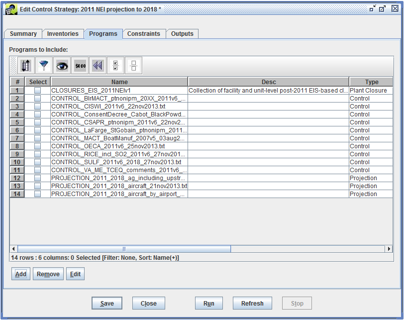 Figure 7.13: Project Future Year Inventory Programs tab