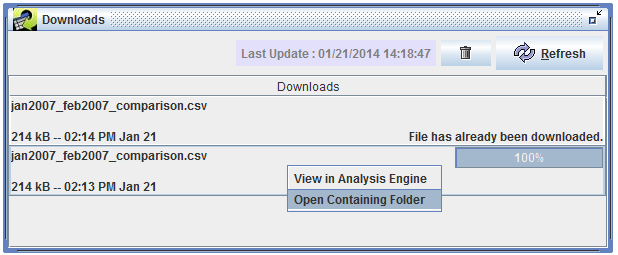 Figure 4.46: QA Step Results in Downloads Window