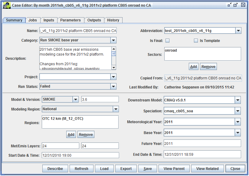 Figure 5.4: Case Editor - Summary Tab