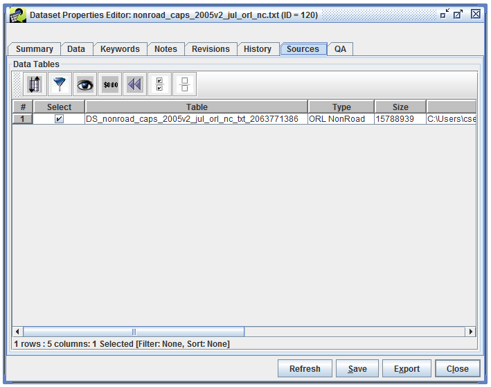 Figure 3.17: Dataset Properties Editor - Sources Tab