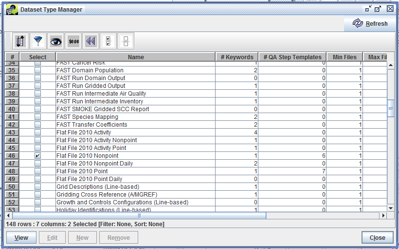 Figure 3.1: Dataset Type Manager