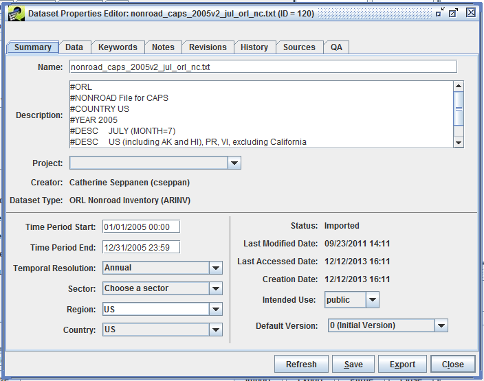 Figure 2.15: Editing a dataset