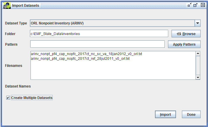 Figure 3.35: Import Multiple Datasets