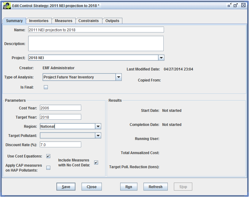 Figure 7.12: Project Future Year Inventory Summary tab