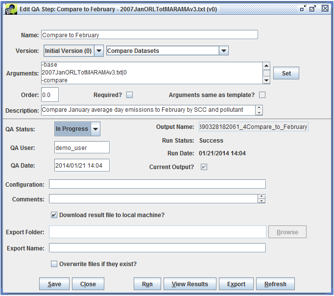 Figure 4.40: QA Step with Run Status