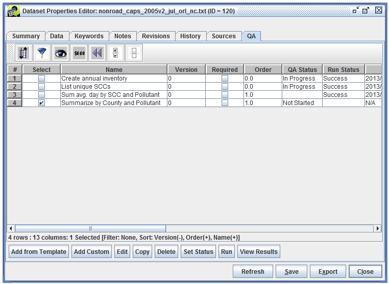 Figure 4.6: Select a QA Step to Run