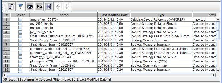 Figure 2.24: Sort-Filter-Select Table with Column Sort