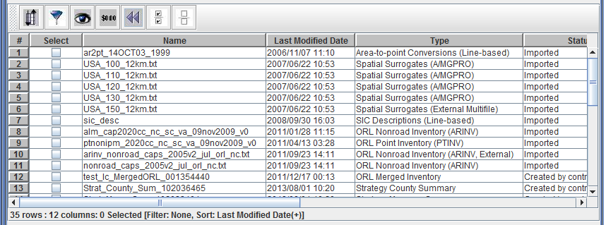 Figure 2.25: Sort-Filter-Select Table with Reversed Column Sort