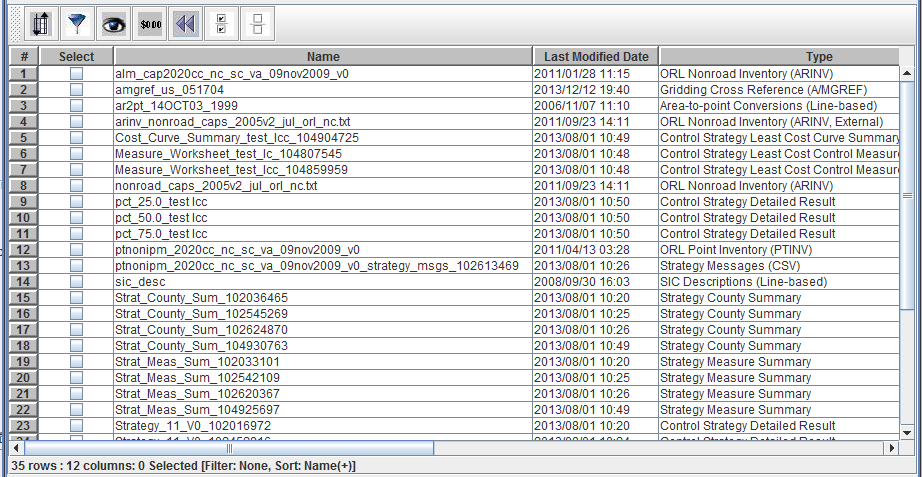 Figure 2.21: Sort-Filter-Select Table