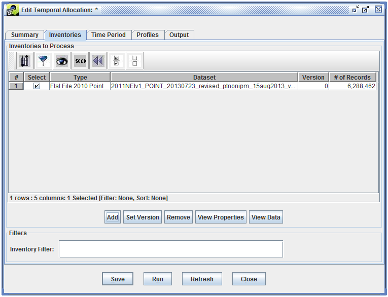 Figure 6.12: Inventories added to temporal allocation