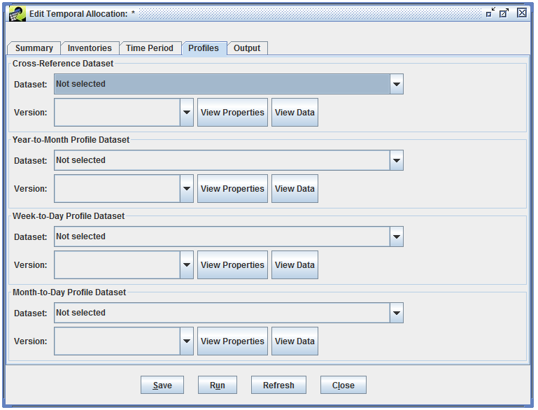 Figure 6.17: Profiles tab for new temporal allocation