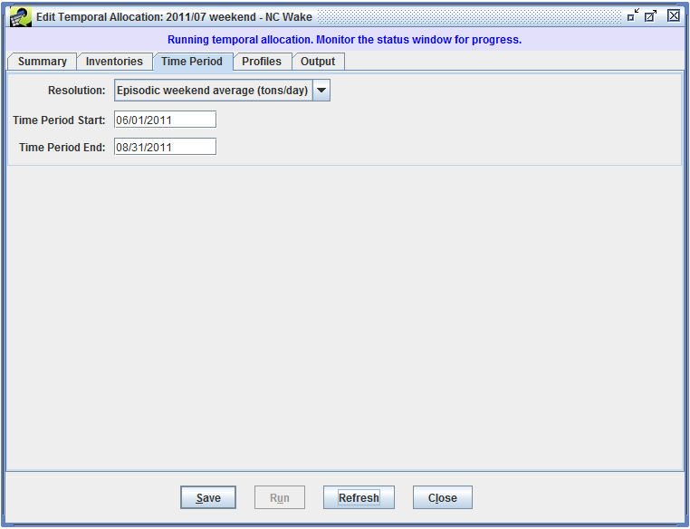 Figure 6.23: Temporal allocation run started