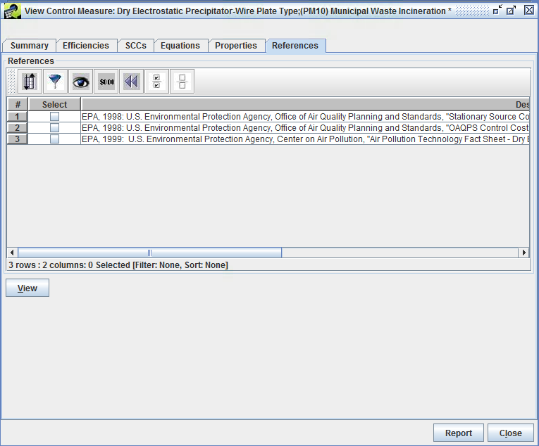 Figure 3.16: References Tab of View Control Measure Window