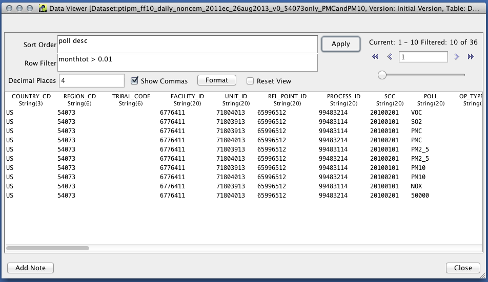 Figure 1: Data viewer for an inventory dataset