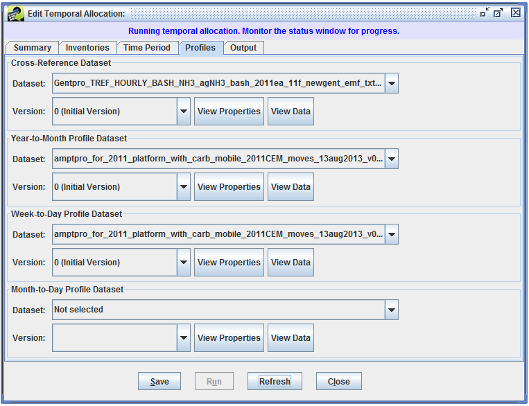 Temporal allocation run started