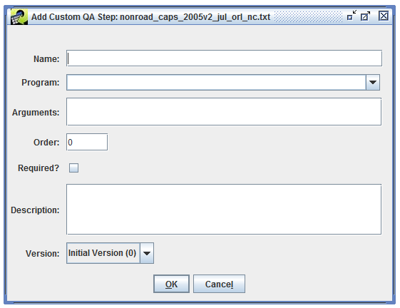 Figure 4-5: Add Custom QA Step Dialog