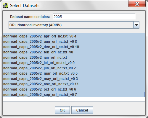 Figure 4-21: Select Filtered Datasets for QA Program