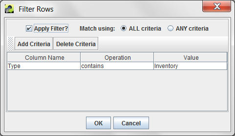 Figure 3-7: Create Filter by Dataset Type
