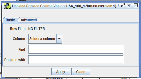 Figure 3-27: Find and Replace Column Values Dialog