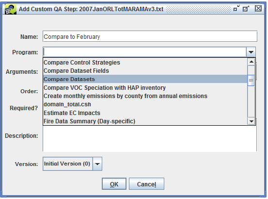 Figure 4-26: Select QA Program for New QA Step